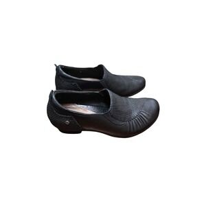 Earth Dorado Leather & Mesh Black Slip-On Shoes Grunge Goth Work Size 8B